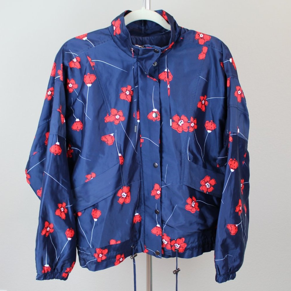 NWT Parker Floral Windbreaker Jacket, Outdoor Vacation, Large, Aquarius Poppies